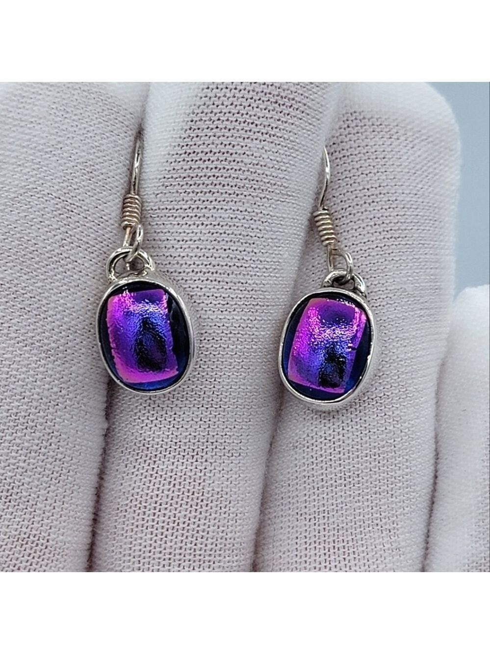 925 Silver Earrings Dichroic Glass #2462